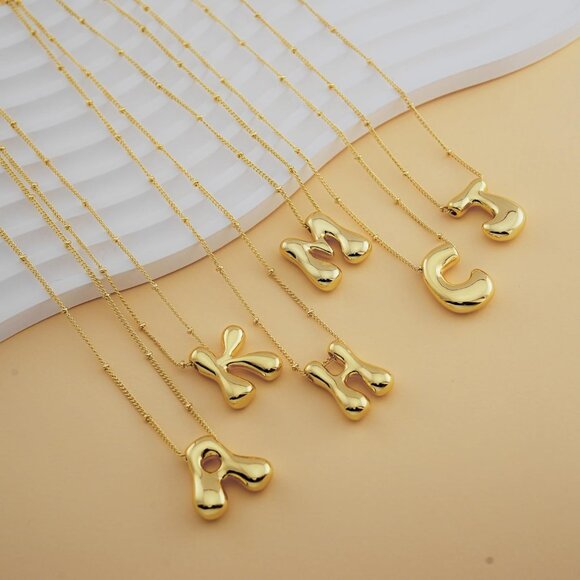 Personalized Gold Balloon Letter Necklace - Adjustable & Hypoallergenic Design - Picture 6 of 9